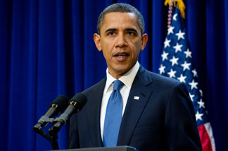 US President Barack Obama speaks about a two-year proposal to freeze most government salaries in a move to trim the deficit in the Eisenhower Executive Office Buliding adjacent to the White House in Washington on November 29, 2010.