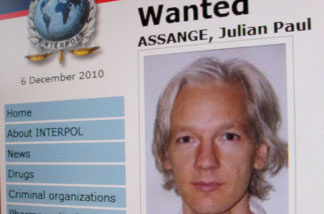 Interpol's website shows an appeal for the arrest of WikiLeaks founder Julian Assange, whose website has spearheaded the release of thousands of sensitive U.S. diplomatic cables.