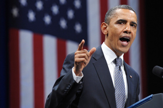 President Barack Obama speaks April 20, 2011 during a DNC fundraiser at Nob Hill Masonic Center in San Francisco.