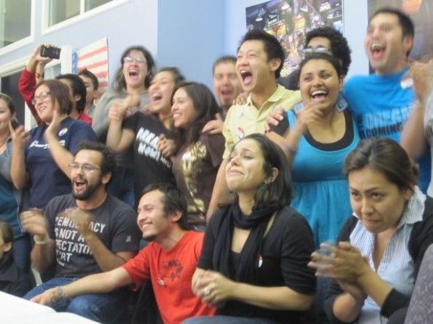 Students in Los Angeles react to news of the Dream Act victory in the House, December 8, 2010