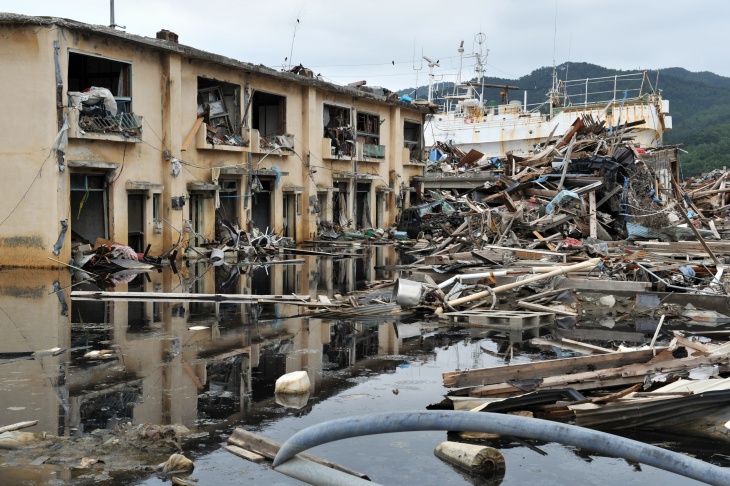 This picture shows the disaster zone in