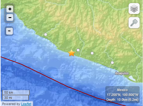 A screenshot of the quake from USGS.