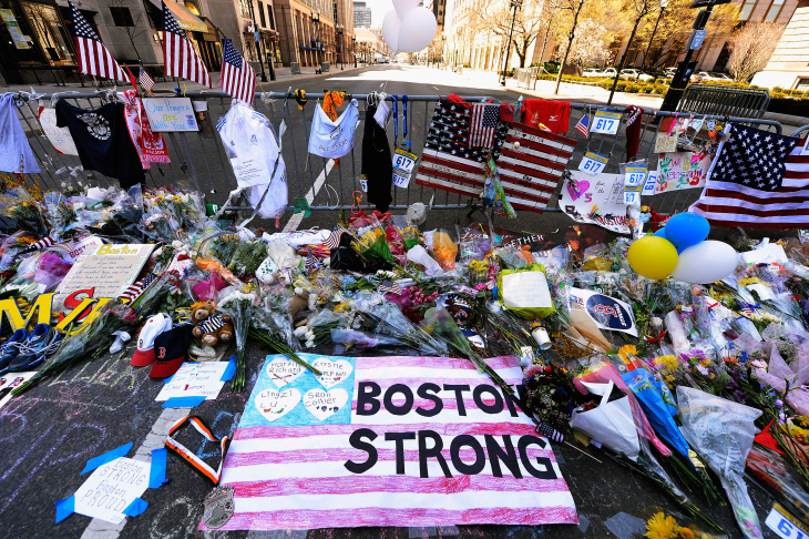 Memorials And Sunday Services Held In Honor Of Boston Marathon Bombing Victims