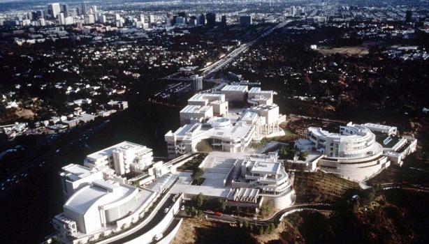 Aerial view of the Getty Center in Brentwood, California.