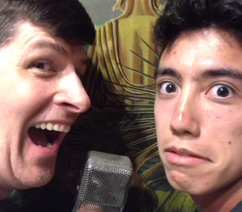 Host John Rabe and intern Matt Lee make funny faces while telling us a joke.