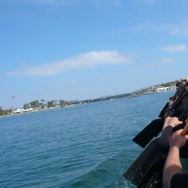 The Los Angeles Racing Dragons practice rowing their dragon boat in Long Beach, Calif. 
