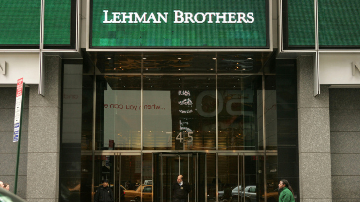The headquarters of Lehman Brothers in Times Square five years ago. The financial services firm filed for bankruptcy in September 2008.