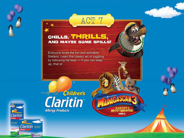 One of the Madagascar 3-themed activities for kids touted on Merck's Claritin Facebook page.