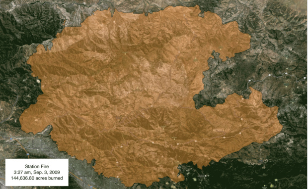 Animation: 2009's Station Fire burns the Angeles National Forest