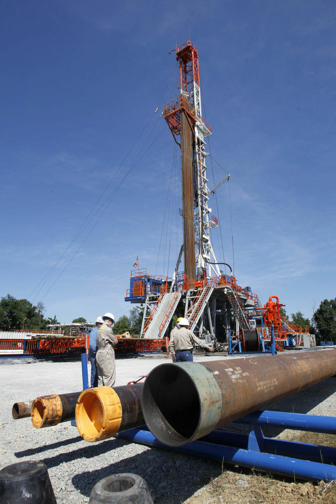 A rig in Washington, Pa., drills into shale rock to extract natural gas.