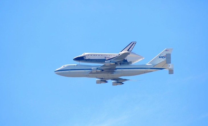 Endeavour view from the top of an office building near Disneyland.