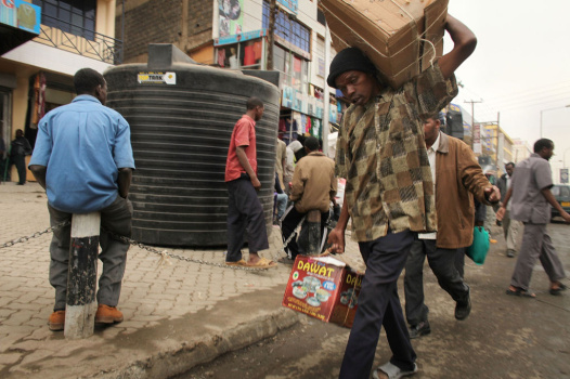People walk down a market street in Eastleigh, a predominantly Muslim Somali neighborhood in Nairobi, Kenya, in 2009. The neighborhood has come under scrutiny as the U.S. cracks down on terrorism financing.