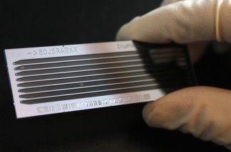 A slide with DNA in a genetics lab