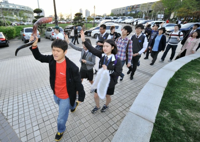 South Korean Christian activists hold a