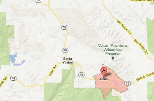SAN DIEGO NEAR JULIAN WILDFIRE