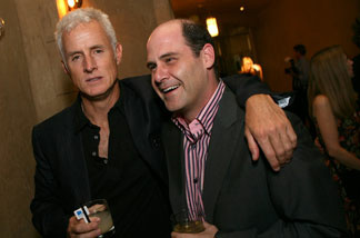 Actor John Slattery (L) and producer Matthew Weiner attend the wrap party of AMC's 'Mad Men' at the Roosevelt Hotel August 24, 2007 in Hollywood, California.
