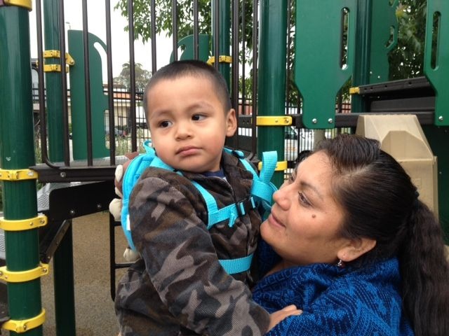 Blanca Ramirez holds her son Jonathan at a park in Pico-Union. Ramirez faces deportation despite having no criminal record and a U.S.-born son.