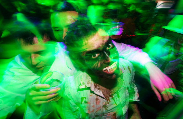 People dressed up as zombies during a Ha