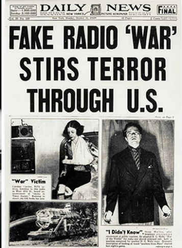 The front page of the October 31, 1938 New York Daily News.
