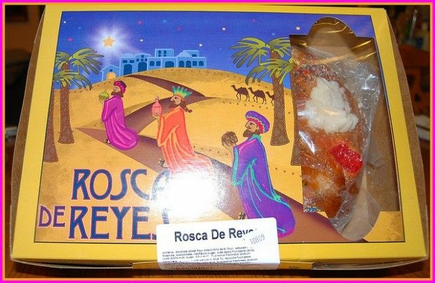 A colorful Three Kings-themed box for a Rosca de Reyes, January 2009