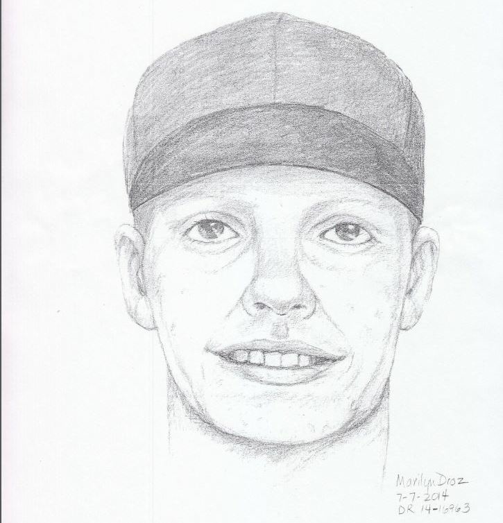 A sketch of the suspect who stole a girl's iPhone, which ultimately led to the girl's death.