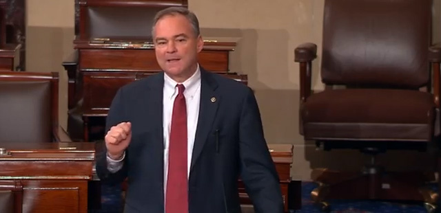 As the U.S. Senate voted to start its debate on immigration reform, Democrat Tim Kaine delivered a speech entirely in Spanish.