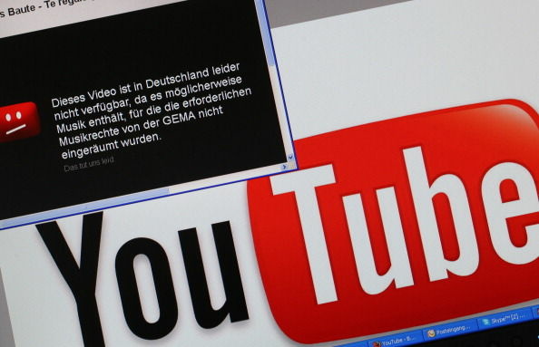 Picture taken shows a window reading 'Unfortunately, this video is not available in Germany.