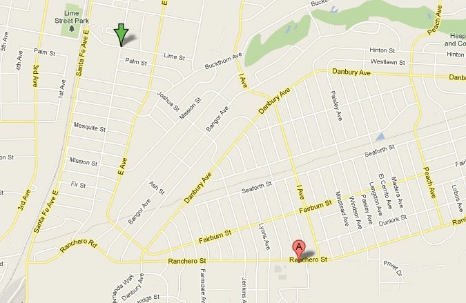 A map of Hesperia shows the 8500 block of C Avenue, lower right, and Ranchero Middle School.