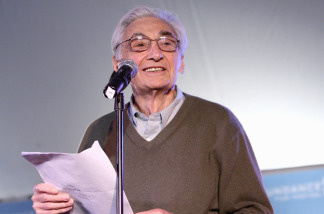Author Howard Zinn speaks during the People Speak ASCAP Music Cafe performance held during the 2009 Sundance Music Festival on January 22, 2009 in Park City, Utah.
