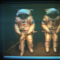 Astronauts Diego Urbina of Italy (L) and