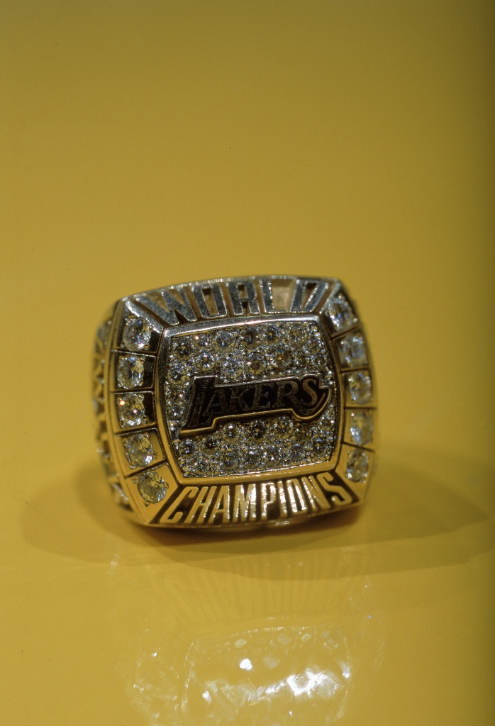 A view of the 2000 Championship Ring of the Los Angeles Lakers taken during the game against the Phoenix Suns at the Staples Center in Los Angeles, California.