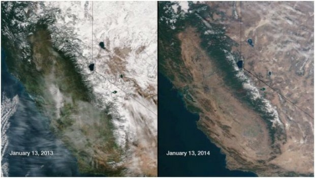 California drought as seen from space