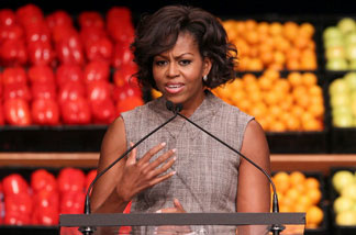 First Lady Michelle Obama makes an announcement on Jan. 20, 2011 about Wal-Mart teaming up to bring consumers healthy foods for lower prices.