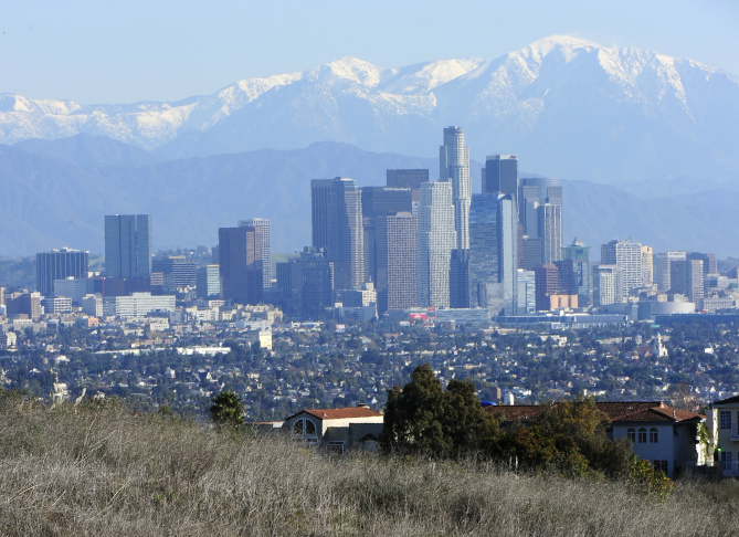 Against a background of the Los Angeles