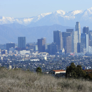 Against a background of the Los Angeles