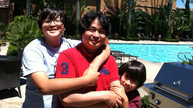 Hyungsoo Kim brought his sons Woosuk (left) and Whoohyun to California from Korea so the boys could get an American public-school education. In "goose families," one parent migrates to an English-speaking country with the children, while the other parent stays in Korea.