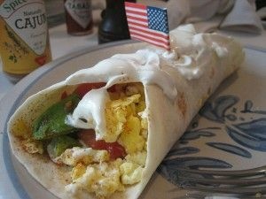 Yes, a breakfast burrito. With an American flag in it.