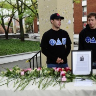 Students pay their respects on October 0