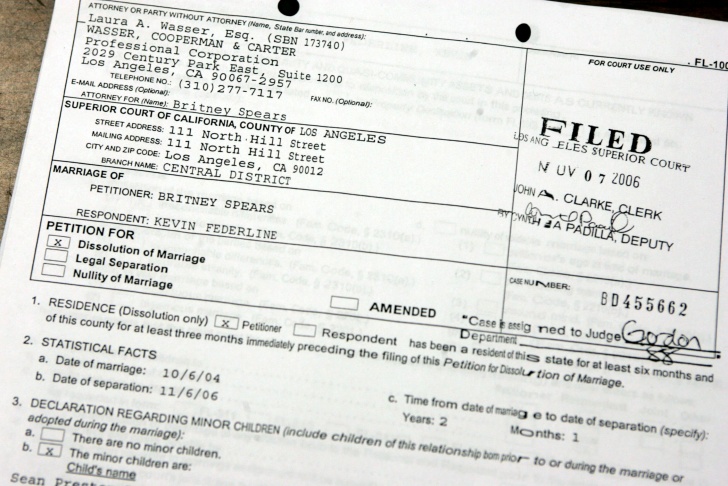 Britney Spears Divorce Papers
