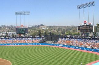 File photo of the outfield at Dodger Stadium, in Los Angeles, Calif.