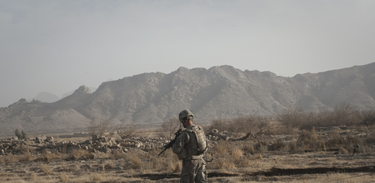 US sergeant on patrol in Afghanistan