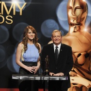 Actress Jennifer Lawrence and Tom Sherak