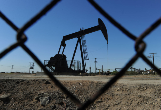 Oil pumps in operation at an oilfield ne