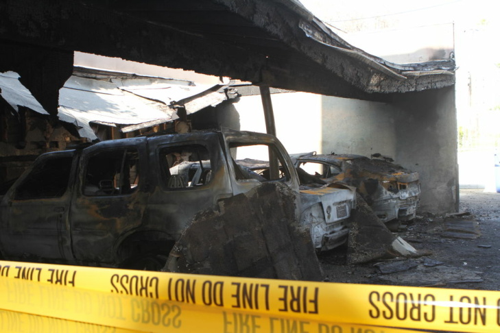Three burned cars