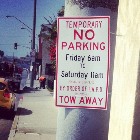 Inglewood shuttle Endeavour no parking sign