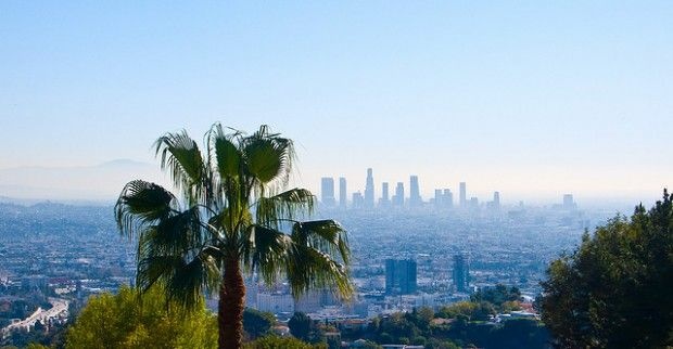 The skyline from the top of Runyon Canyon Park in Hollywood, January 2008
