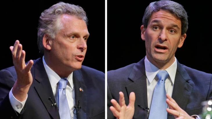 Virginia gubernatorial candidates Democrat Terry McAuliffe (left) and Republican Ken Cuccinelli.
