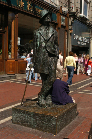 A statue of Irishman James Joyce, author