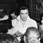 Rock'n roll legend Elvis Presley (C) is