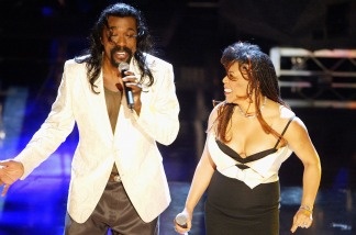 Nick Ashford and Valerie Simpson of Ashford and Simpson perform at 'Motown 45' Anniversary Celebration Show held at the Shrine Auditorium, April 4, 2004 in Los Angeles, California.